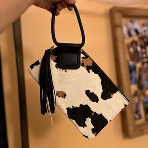 HOBO Women’s Sable Leather Wristlet Cow Print